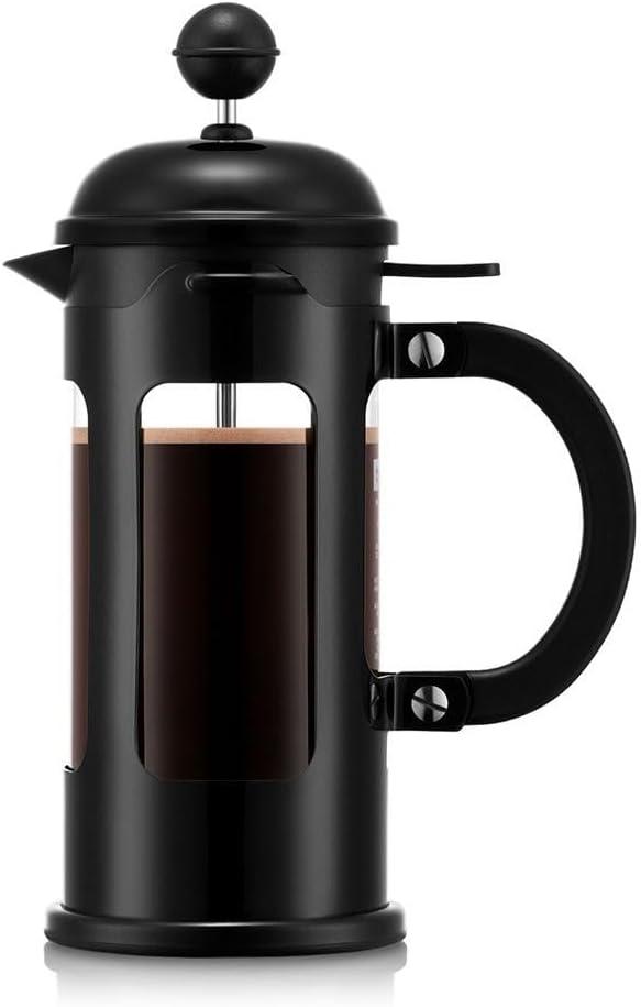 Bodum 12oz Chambord French Press w/Locking Lid, High-Heat Borosilicate Glass, Stainless Steel, Black - Made in Portugal