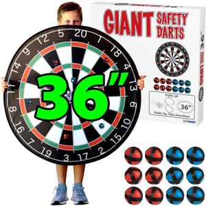 Funwares 36" Giant Dart Board for Adults and Kids, 25% Larger Than The Competition for Ultimate Indoor Fun and Outdoor Fun, Party Game for Families, Games for Kids 8-12, and Dart Game for Adults