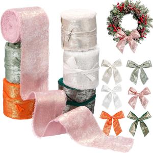 Suncalla 30 Yards Shimmery Chiffon Silk Ribbons for Xmas Tree Decoration Wedding Decor Invitations Bridal Flower Bouquets Gift Wrapping DIY Crafts(Multicolor)