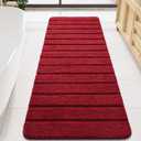 LOCHAS Long Bathroom Rugs Runner, 24" x 70" Large Bath Rug Non Slip Washable, Absorbent Microfiber Bath Mat Luxury Soft, Cozy Bathroom Runner Rug for Shower Quick Dry, Red