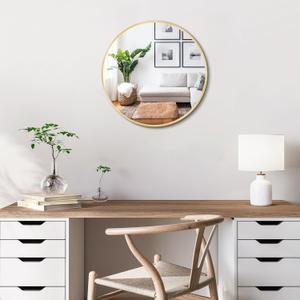 Itrue 12 Inch Small Round Wall Mirror, Gold Metal Frame Decorative Circle Mirror with Wall Mount Hook for Bathroom Bedroom Entryway Accent Mirror, Not Full Size