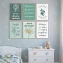 6Pcs Mental Health Canvas Wall Art Green Boho Psychology Therapy Print Artwork Inhale Exhale Inspirational Quotes Painting Pictures Wall Decor for Bedroom Office Home Decoration 12x16In Unframed (16L"x12W")