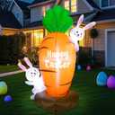 Zcaukya Inflatable Easter Yard Decoration, 5ft LED Lighted Blown-Up Bunnies with Giant Carrot, Inflatable Easter Decorations for Garden Lawn Patio Indoor Outdoor Use