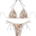 Women's Floral Printed Bathing Suit Halter Paisley Summer Swimsuit Bikinis Set, Size XL