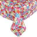 Waverly Shi Shi Impressionist Floral Indoor/Outdoor Print Fabric Tablecloth, Shabby Chic Multicolored Pastel Floral, Stain and Water Resistant Tablecloth, 52 Inch x 70 Inch Oblong/Rectangle