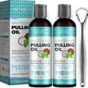 Coconut Oil Pulling for Fresh Breath and Oral Hygiene - Ayurvedic Expert Formulated | Supports Healthy Gums | Natural - Includes Tongue Scraper and Measuring Cup - 8 oz - 2 Packs BBD: 01/17/27