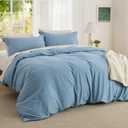 Bedsure Textured Duvet Cover Queen Size - Cotton-Like Polyester Jacquard Duvet Cover Set for All Seasons - 3 Pieces Elevated Dobby Ultra Soft Bedding Set, NO Comforter (Chambray Blue, Queen, 90"x 90")