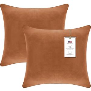 A1 Home Collections Down Alternative Throw Insert, Ready to Use Pillow Pack of 2, 18"x18", Brown Derby