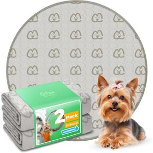 FXW Washable Pee Pads for Dogs, Leak-Proof & Non-Slip, Specifically Designed for Whelping Box, 32" Round, Khaki, 2 Packs
