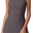 QINSEN Womens Open Back Tennis Dress Sleeveless Built in Shorts Golf Athletic Dress with Pockets Size M