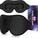 Sleep Mask 100% Light Blocking Eye Mask for Sleeping 3D Memory Foam Eye Covers with Adjustable Strap Night Blindfold for Men Women Black