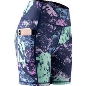 CADMUS High Waist Tummy Control Compression Shorts for Women Fitness Workout Running Shorts with Pockets, 23# Multicolor, Pack of 1, M
