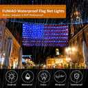 (Upgraded) 2-in-1 Solar Powered American Flag Lights, 420 LED Flag Net Lights, Remote Controlled Waterproof Patriotic Ornament for Memorial Day, 4th of July, Presidential Election, Christmas