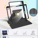 Uppuppy for iPad Mini 7/6 Case - for iPad Mini 6th/7th Generation Cases Women Cute Folio Cover with Pencil Holder Girls Girly Black Flower Pretty Rotating Stand for Apple Mini 6/A17 Pro Case 8.3 Inch
