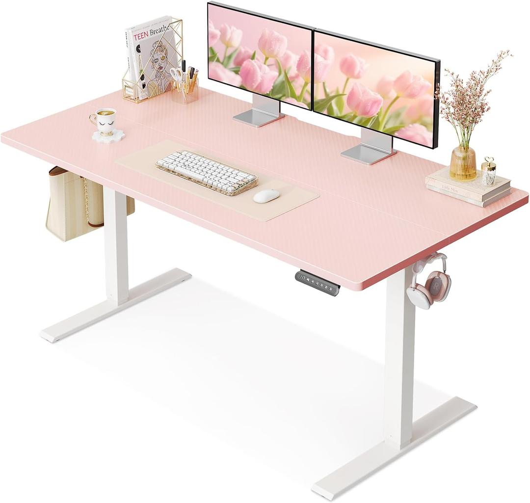 OffiGo 48" Pink Electric Standing Desk Height Adjustable for Home Office