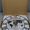 Large World Map Wall Clock, 30 Metal Minimalist Modern Clock, Round Silent Non-Ticking Battery Operated Wall Clocks for Living Room/Home/Kitchen/Bedroom/Office/School Decor (Black, 30 inches)