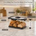 Airtight Bread Box with Manual Air Pump – Kitchen Countertop Bread Storage Container with Date Recording Dial, Silicone Seal – Keeps Homemade Bread, Toast, Bagels & Cookies Fresh Longer (Small)