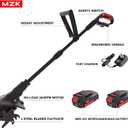 MZK 20V Cordless Tiller Cultivator with Steel Tines,8-inch Wide Battery Powered Garden Cultivator, 360RPM Electric Tiller for Lawn/Gardening/Soil Cultivation(2 * 2AH Battery&Charger Included),TC08D01