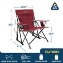 GCI Outdoor Kickback Rocker Camping Chair | Portable Folding Rocking Chair with Durable Armrests, Drink Holder & Relaxed Lowered Seat for Comfort — Red