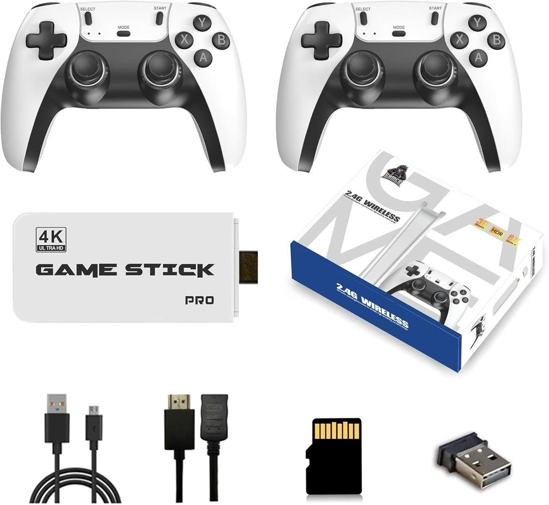 2025 Upgrade Retro Gaming, Retro Game Console Stick 21,000+ Built-in Classic Video Games, Plug & Play Game Stick HDMI 4K for TV with 2 Wireless Controllers, Emulator Console 128GB (Pro+)