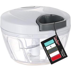 Cambom Manual Food Chopper Vegetable Cutter, Hand String Vegetable Chopper Onions Cutter for Vegetable Fruits Nuts BPA Free Food Safe Material, 550ml White (500ML)