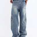 EMMIOL Cargo Pants Women Stretchy Wide Leg Baggy Jeans with Pockets Casual Trousers Y2K Vintage Streetwear Trendy 2026 (10, Mid Blue01)