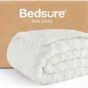 Bedsure Gentlesoft Sherpa Fleece Blanket Twin Size for Bed - Fluffy & Cozy Cable Jacquard Tufted for Women Gift, Thick and Warm Christmas Blanket for Winter, Cream, 60x80 Inches