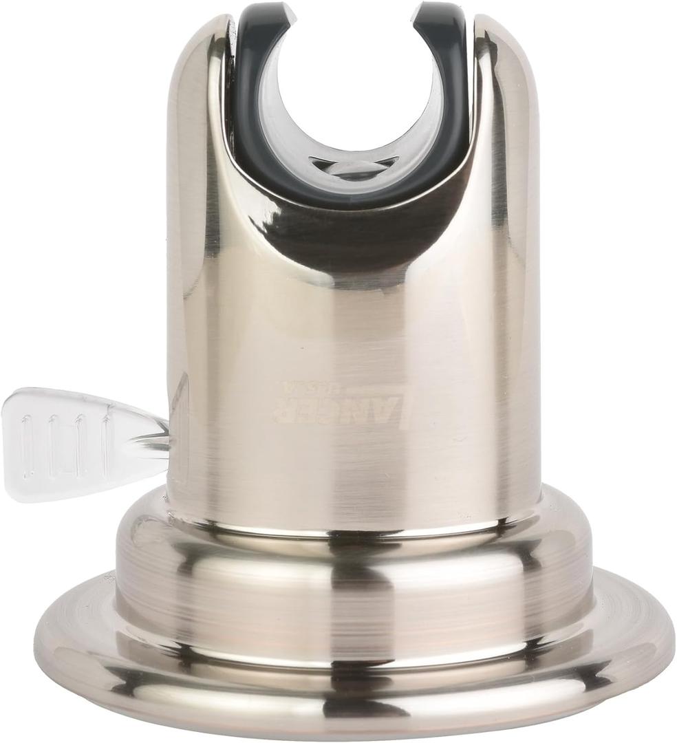 Lancer USA Suction Cup Handheld Shower Head Holder Adhesive Removable Wall Mount Bracket for Bathroom (Brushed Nickel)