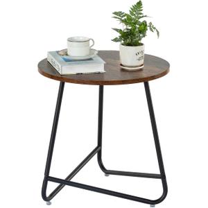 Small Round Side End Table,Modern Coffee Table,Metal Nightstand for Living Room,Bedroom,Office,Indoor & Outdoor(Brown)