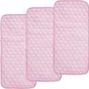BlueSnail Quilted Thicker Waterproof Changing Pad Liners,3 Count(Pink 13” x 27”)