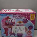 Toddler Vanity Magic Makeup Set Table & Chair Girl Toy Automatically Mirror with Music Light Pink Toys for 2 3 4 Year Old Girl Hair Salon Pretend Play Princess Dress Up Playset Valentine Gift Age 3-5