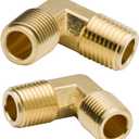Legines Brass Pipe Fitting, Forged Male 90 Degree Elbow, 3/8" NPT Male x 3/8" NPT Male, Pack of 2