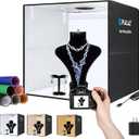 PULUZ Light Box Photography, 20x20 inch Large Photo Light Box with 200 LED Beads, CRI >95, Professional Portable Photo Booth Shooting Tent Kit with 12 Color Backdrops for Product Photography