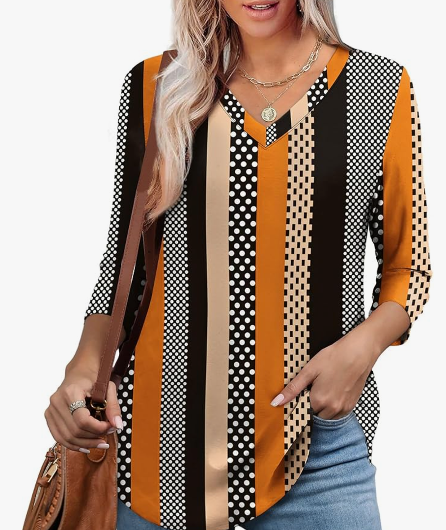 WEESO 3/4 Length Sleeve Womens Tops V Neck Casual Flowy Tunic Tops Loose Fit Blouses Curved Hem Spring Summer Outfits
Amazon's Choice, Size S.