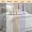 7 Piece Comforter Set, Taupe White, King Size, Boho Style Geometric Microfiber Embroidery, Bed in a Bag with Bedskirt, Pillow Shams and Decor Pillows