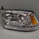 Dasbecan OE Projector Halogen Headlights w/LED Signal DRL Compatible With Dodge Ram 1500 2500 3500 2013-2018 Left Driver Side Headlamp assembly Chrome Trim w/Bulbs Replaces#68324941AD CH2502290