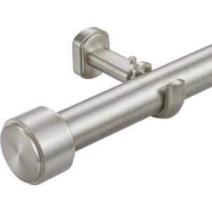 Heavy Duty Curtain Rods,1 1/4" Large Diameter Premium Nonadjustable Curtain Rod,96in/8ft Custom Window Treatment Rods with Durable Aluminum Brackets and End Caps,Brushed Nickel Finish