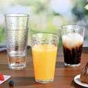 Amyoole Drinking Glasses Set of 8,16oz Clear Highball Water Glasses, Stackable Lead-Free Hammered Glass Cups, Kitchen Drinkware Glassware for Cocktail, Beer, Juice, Iced Tea, Margaritas and Mixed Drinks