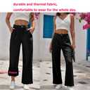 heipeiwa Women's Fleece Lined Winter Thermal Flannel Knit Wide Leg Pants Trouser Casual Dressy Outfit (Black, XL)