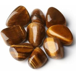 YATOJUZI 1LB Tiger's Eye Tumbled Polished Natural Crystals Stones Bulk Crystal Gemstones Wholesale for Tumbling Cabbing Decoration Gifts (450g)