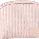 3 x GSHLLO Half Circle Makeup Bag Soft PU Leather Cosmetic Bag Portable Skincare Storage Pouch Multi Functional Toiletry Pouch with Zipper Small Lipstick Organizer for Business Trip Pink