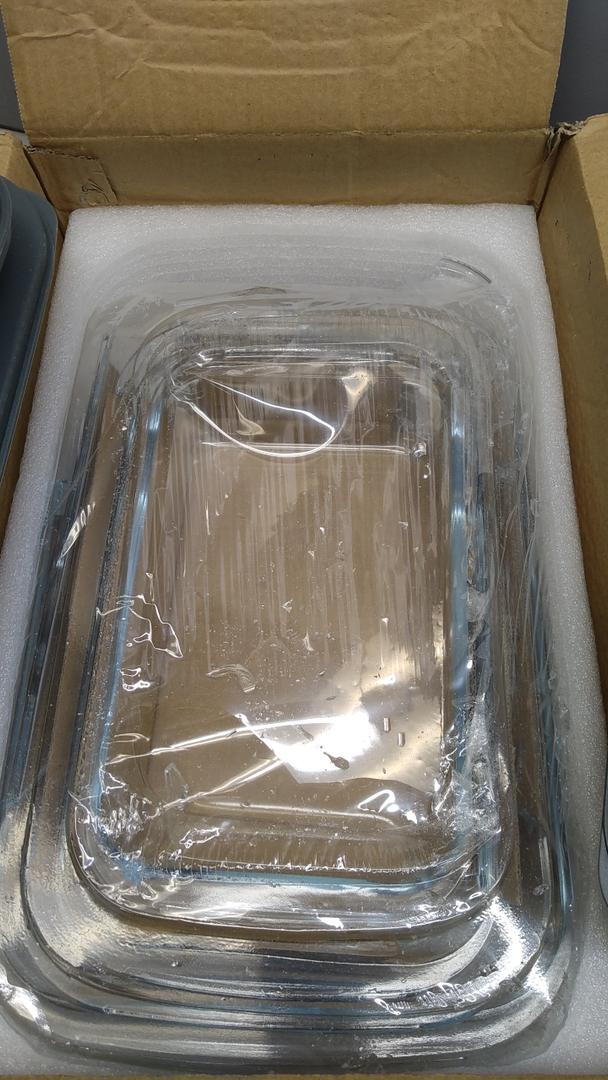 8Piece Deep Glass Baking Dish Set with Plastic lids,Rectangular Glass Bakeware Set with Lids, Baking Pans for Lasagna, Leftovers, Cooking, Kitchen, FreezertoOven and Dishwasher, Gray