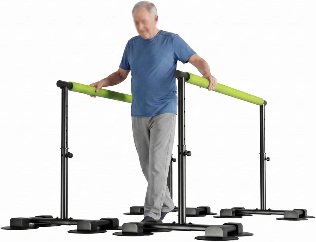 Parallel Bars for Physical Therapy, 6.57Ft, Height Adjustable | Suction cup suitable for smooth surfaces, soft armrests, with 5-level height adjustment, Used for home, sanatorium,as on