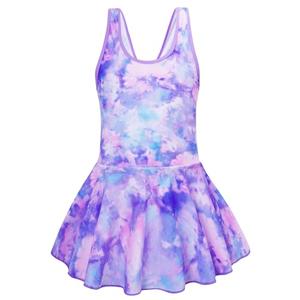 RuuYiicoco Girls One Piece Unicorn Swimsuit Mermaid Swimwear Rainbow Bathing (Tie Dye Purple, 12-13 Years)