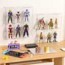 YUNEASELF Acrylic Display Case - 2 Layer Clear Display Case for Funko Pop Action Figures - Wall Mounted or Desktop Dustproof Display Cabinet Shelf for Labubus Collectibles Mini Toys