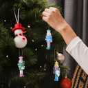 Garneck 8pcs Christmas Nutcracker Ornaments Small Wooden Hanging Decorations 2.87'' Mini Nutcracker Soldier Figures for Xmas Tree Holiday Party Home Decor