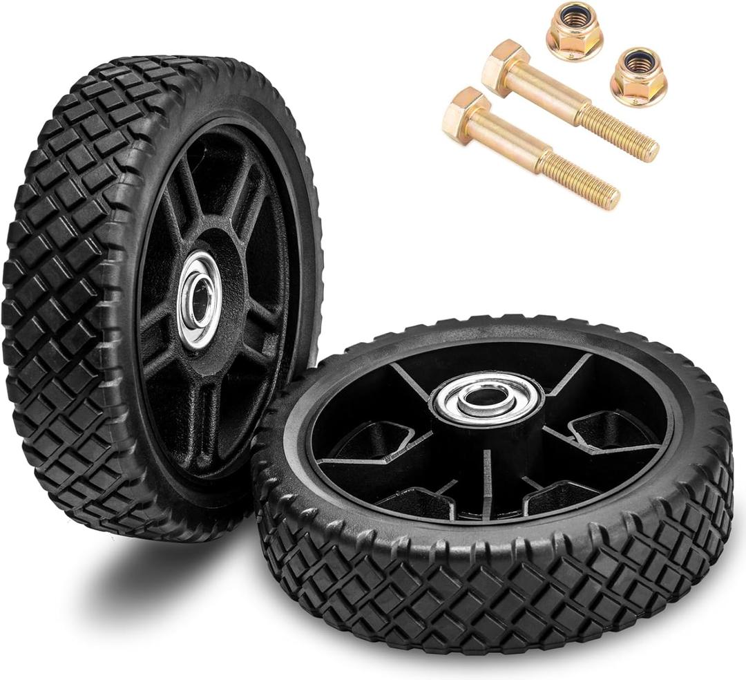 (2-pack) 8-Inch Lawn Mower Wheels Fits Most Standard push Lawn Mowers With Inner And Outer Bearings - Includes Bolts, Nuts 