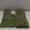 H.VERSAILTEX Bathroom Rugs Luxury Chenille Mat Set, Soft Plush Shower Rug + Toilet Mat, Microfiber Shaggy Carpet, Super Absorbent, Machine Washable (Curved Set, 32" x 20"/20" x 20", Loden)