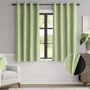 jinchan 85% Blackout Curtain 63 Inches Long, Faux Linen Curtain for Living Room, Thermal Insulated Room Darkening Grommet Top Window Drape, 1 Panel Curtain for Bedroom Kiwi Green