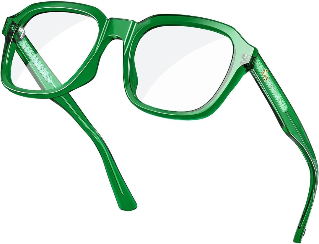 VISOONE Oversized Square Blue Light Blocking Glasses Fashion Computer Eyewear for Women and Men BENNETT (Basil Green)